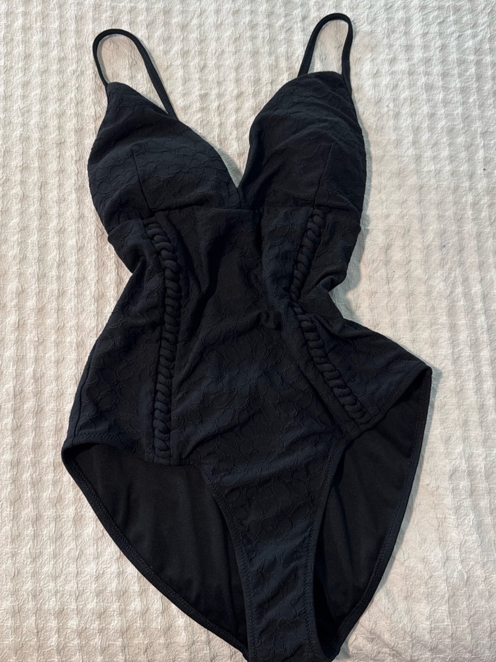 Jessica Simpson Black Textured One-Piece Women Swimsuit